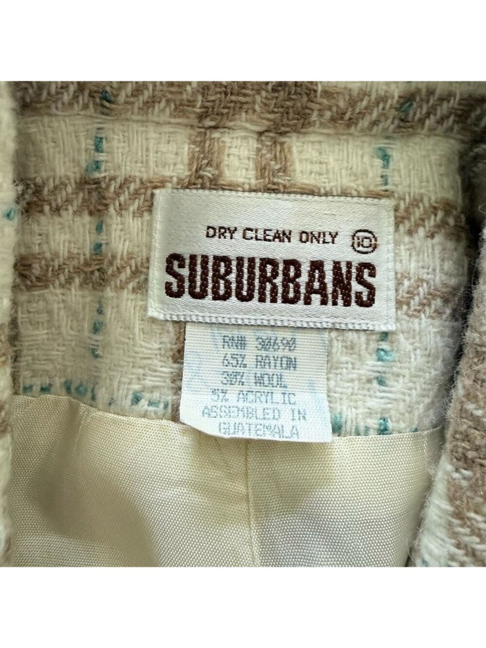 Vintage Womens Suburbans Tweed Blazer Double Breasted Size 10 Plaid Wool Blend - Picture 9 of 16